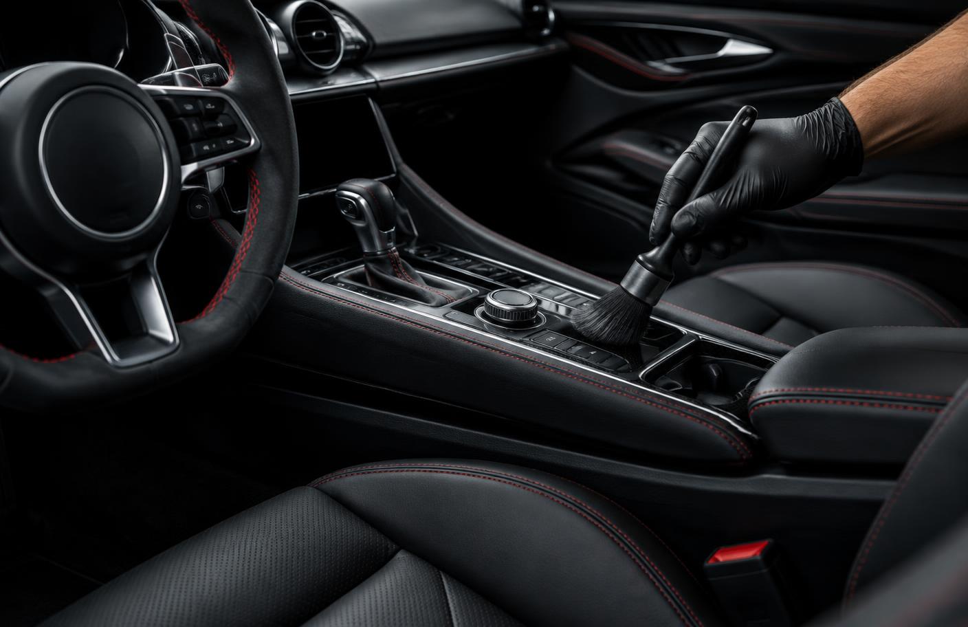 Luxury vehicle interior receiving a fine detail